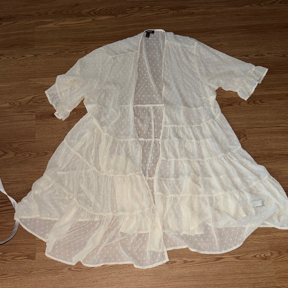 Torrid Cream Sheer Polka Dot Cover-Up